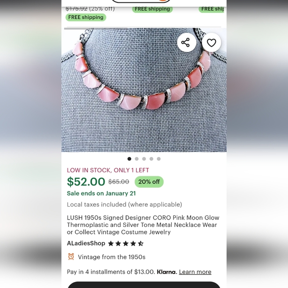 Women's 17" Pink Stone Necklace - Picture 9 of 9